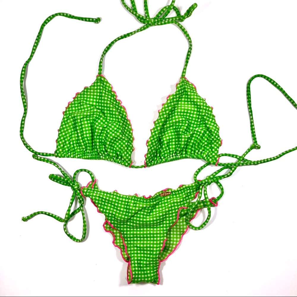 Luli Fama Green Check and Pink Scrunch Butt